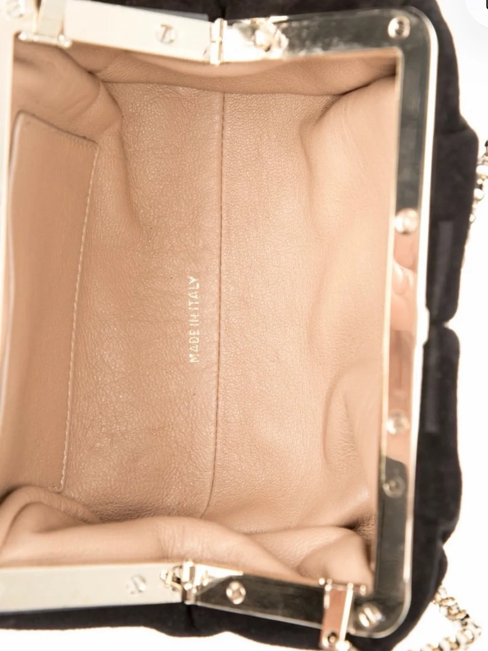 Jimmy Choo Black Velvet Evening Clutch with Gold Chain